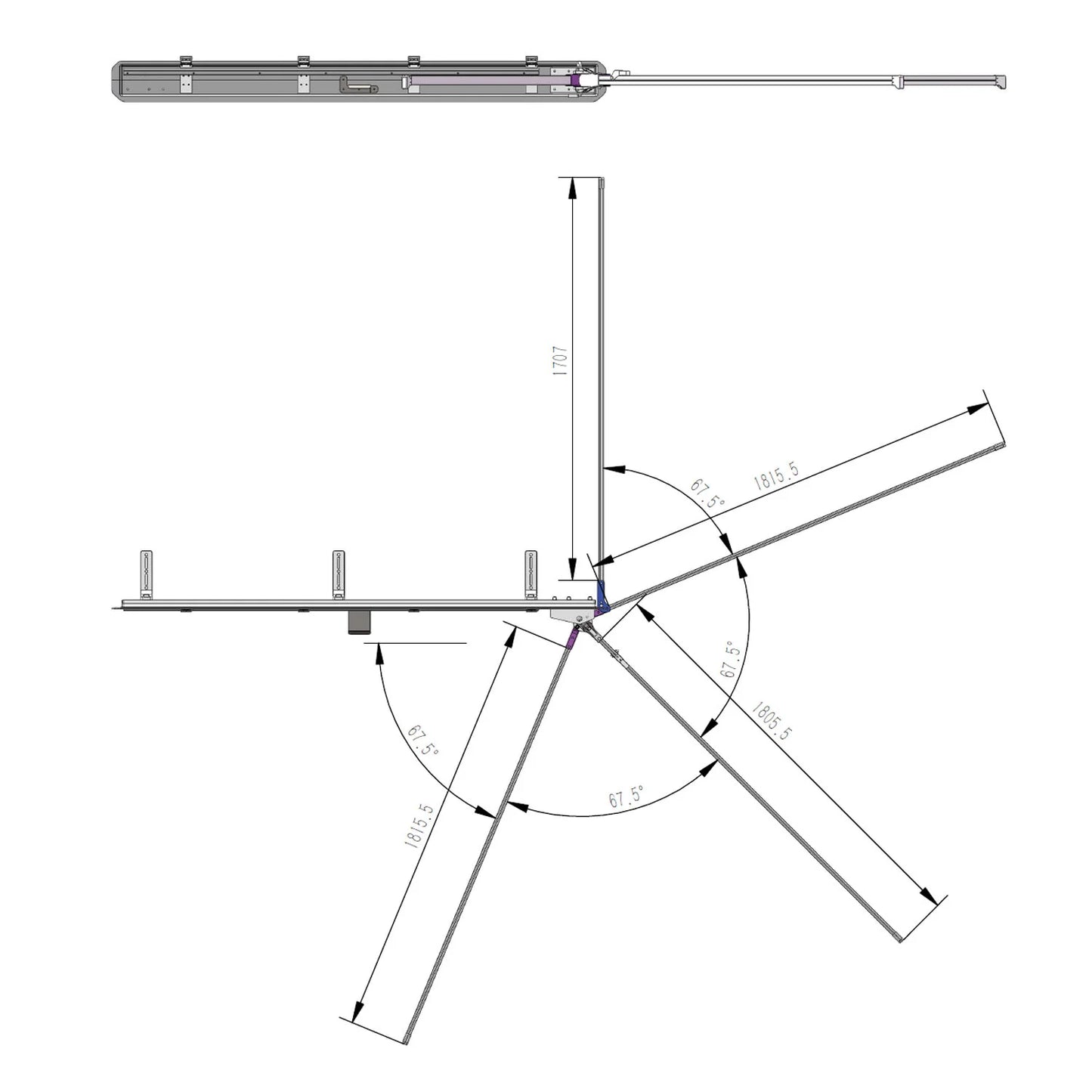 Auto Seitenmarkise 270° 2m sand Vickywood