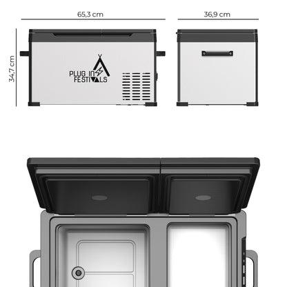 DUAL IceCube Plug-in Festivals Kompressorkühlbox 2 Kühlbereiche mit App-Steuerung